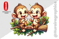 Cute Monkey Clipart - PNG File Product Image 1