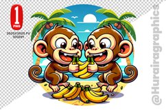 Cute Monkey Clipart - PNG File Product Image 1