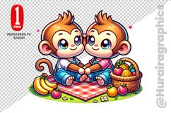 Cute Monkey Clipart - PNG File Product Image 1