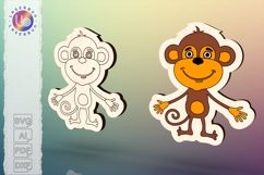 Cute monkey silhouette for laser cutting, playful animal Product Image 1