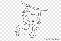 Playful jungle monkey chimpanzee cartoon PNG animal clipart Product Image 1