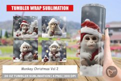 Tumbler Sublimation Monkey Christmas Product Image 1