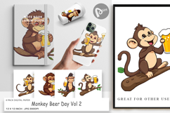 Digital Paper Monkey Beer Day Product Image 1