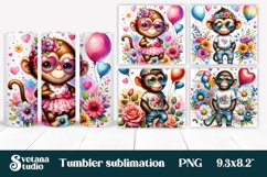 Cute baby monkey flower tumbler sublimation design Product Image 1