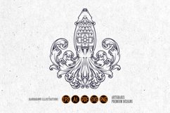 Monochrome octopus vintage swirls ornament svg Product Image 1