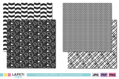 Modern geometric digital paper bundle in black and white