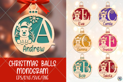Christmas Ball Monogram Svg, Christmas Tree Ornaments Svg Product Image 1