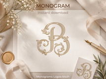 B Monogram Logo, Elegant Initial Monogram Product Image 2