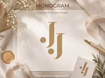 JJ Wedding Monogram Logo | Elegant Initials Vector Product Image 2