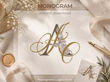 AA Wedding Monogram Logo | Elegant Initials Vector Product Image 2