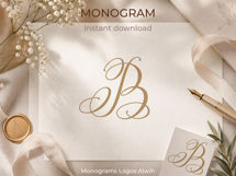 B Monogram Logo, Elegant Initial Monogram Product Image 2