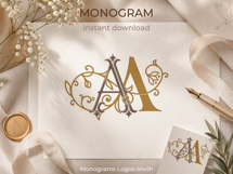 AA Wedding Monogram Logo | Elegant Initials Vector Product Image 4