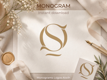 OS SO SQ QS Wedding Monogram Logo | Elegant Initials Vector Product Image 6