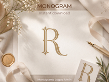 R Monogram Logo, Elegant Initial Monogram Product Image 5