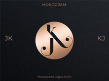 JK KJ Wedding Monogram Logo | Elegant Initials Vector Product Image 3