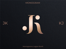 JK KJ Wedding Monogram Logo | Elegant Initials Vector Product Image 4