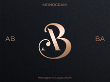 AB BA Wedding Monogram Logo | Elegant Initials Vector Product Image 4