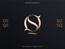 OS SO SQ QS Wedding Monogram Logo | Elegant Initials Vector Product Image 2