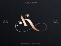 AK KA Wedding Monogram Logo | Elegant Initials Vector Product Image 3