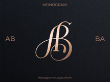 AB BA Wedding Monogram Logo | Elegant Initials Vector Product Image 8