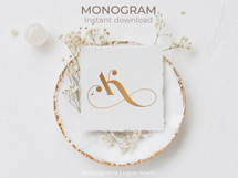 AK KA Wedding Monogram Logo | Elegant Initials Vector Product Image 2