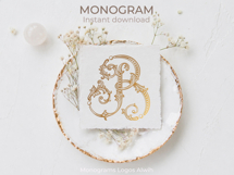 B Monogram Logo, Elegant Initial Monogram Product Image 3