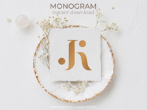 JK KJ Wedding Monogram Logo | Elegant Initials Vector Product Image 3