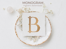 B Monogram Logo, Elegant Initial Monogram Product Image 5