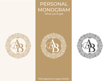 AB BA Wedding Monogram Logo | Elegant Initials Vector Product Image 3