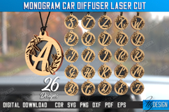 Monogram Car Charm Laser Cut, Rear View Mirror Car Accessory Product Image 1