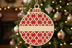 Monogram Christmas Bauble SVG Laser Cut Ornament File Product Image 1
