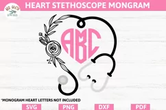 Nurse floral stethoscope monogram SVG,nurse medical monogram Product Image 2