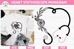 Nurse floral stethoscope monogram SVG,nurse medical monogram Product Image 1