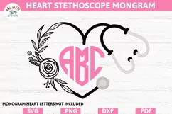 Nurse floral stethoscope monogram SVG,nurse medical monogram Product Image 2