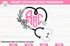 Nurse floral stethoscope monogram SVG,nurse medical monogram Product Image 2