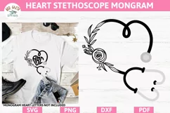 Nurse floral stethoscope monogram SVG,nurse medical monogram Product Image 1