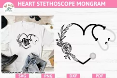 Nurse floral stethoscope monogram SVG,nurse medical monogram Product Image 1