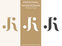 JK KJ Wedding Monogram Logo | Elegant Initials Vector Product Image 6