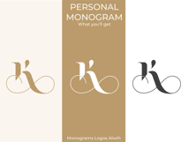 K Monogram Logo, Elegant Initial Monogram Product Image 5