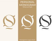 OS SO SQ QS Wedding Monogram Logo | Elegant Initials Vector Product Image 4