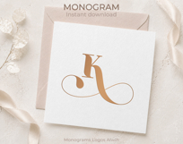 K Monogram Logo, Elegant Initial Monogram Product Image 5