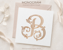 B Monogram Logo, Elegant Initial Monogram Product Image 5