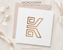 K Monogram Logo, Elegant Initial Monogram Product Image 5