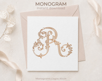 R Monogram Logo, Elegant Initial Monogram Product Image 6