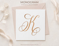 K Monogram Logo, Elegant Initial Monogram Product Image 5