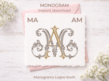 MA AM Wedding Monogram Logo | Elegant Initials Vector Product Image 2