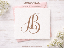 AB BA Wedding Monogram Logo | Elegant Initials Vector Product Image 5