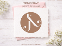JK KJ Wedding Monogram Logo | Elegant Initials Vector Product Image 4