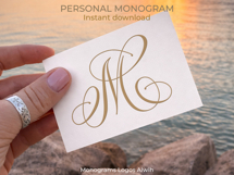 M Monogram Logo, Elegant Initial Monogram Product Image 5