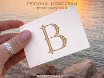B Monogram Logo, Elegant Initial Monogram Product Image 4